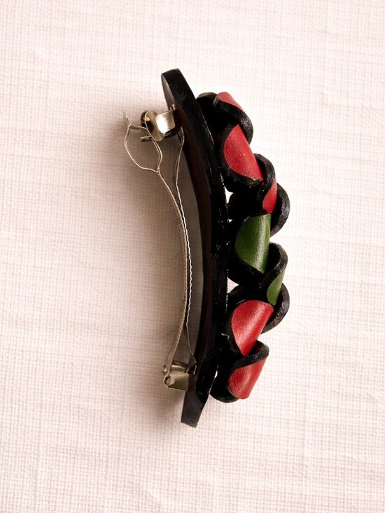 Handmade Leather Fall Multicolor Floral Hair Barrette | Colombian Artisan Clip main image 4